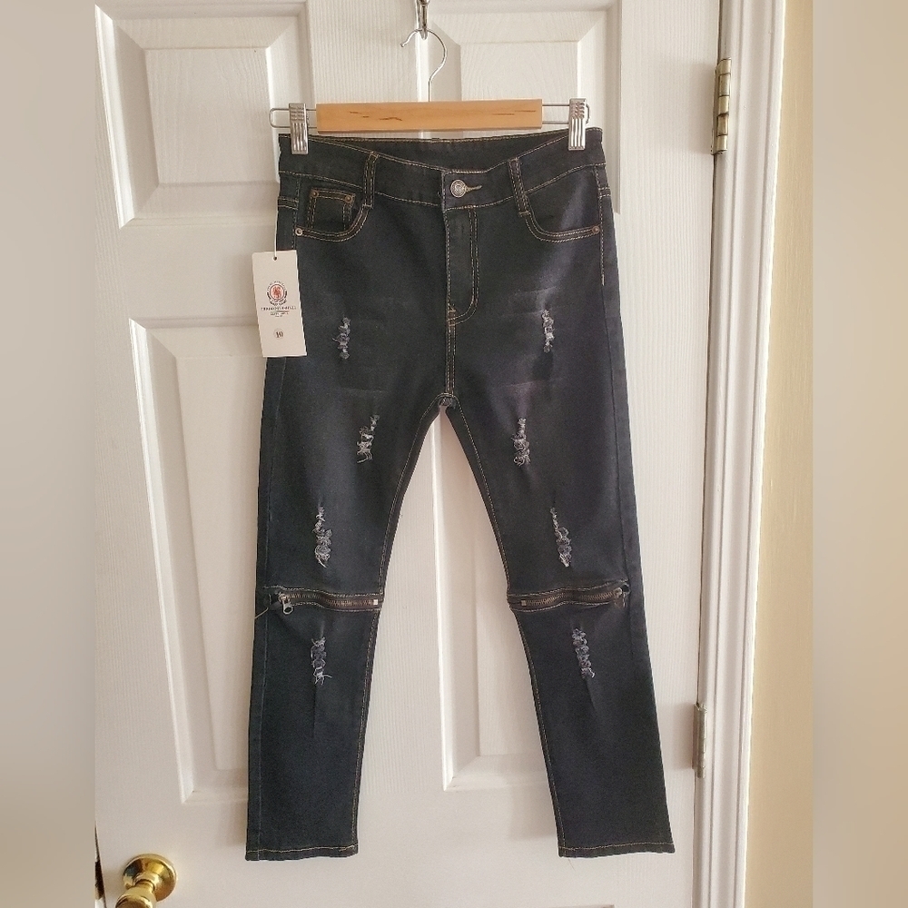 FREDD MARSHALL Girls Size 10 Black Washed Distressed Jeans